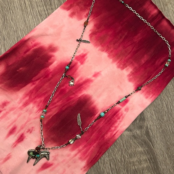 Rare Sterling 925 Signed Native American -  necklace with natural gemstones - Picture 4 of 4